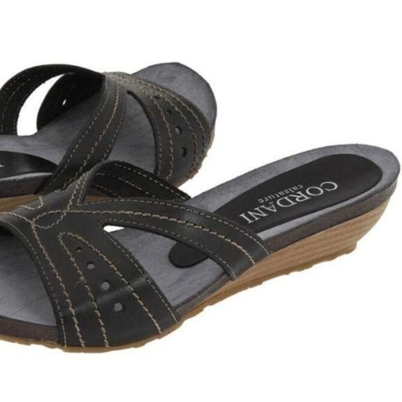 Cordani Black Slip On Slides Sandal Size 37 US 7 Leather Summer New - Picture 8 of 8